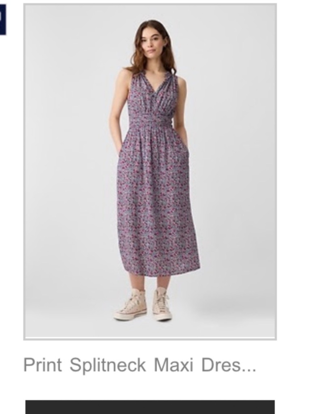 Sleeveless Cotton Midi Dress with Elastic Waist